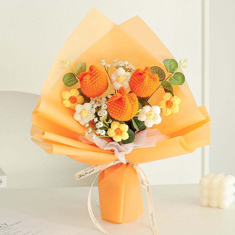 Ramos de flores tejidos a mano de lana