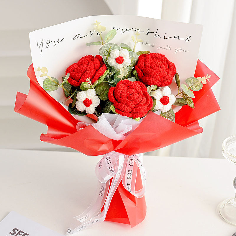 Ramos de flores tejidos a mano de lana