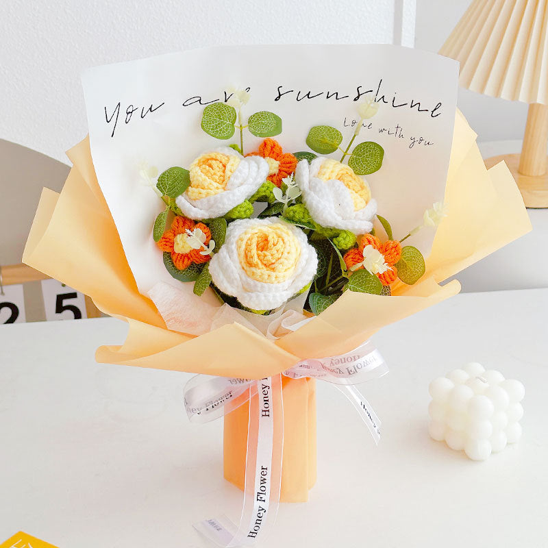 Ramos de flores tejidos a mano de lana