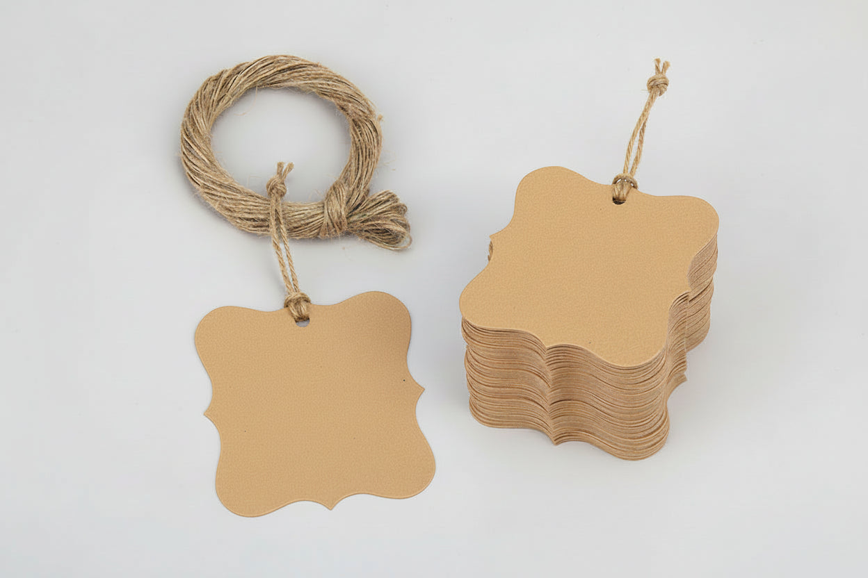 Etiquetas de regalo en blanco hechas a mano