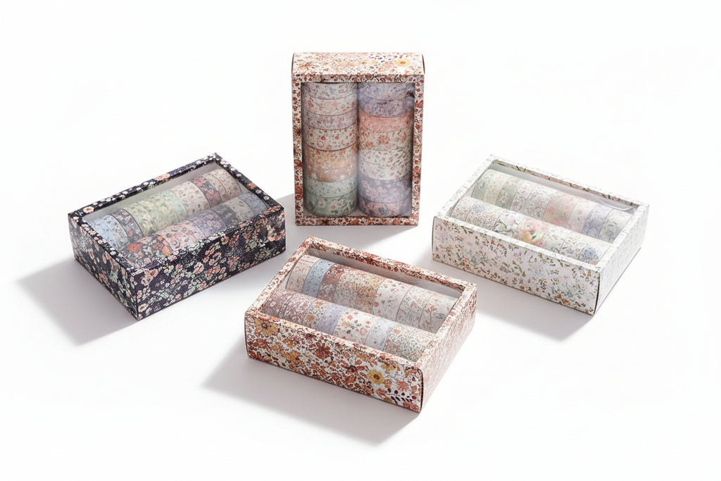 Caja de regalo decorativa con cinta adhesiva