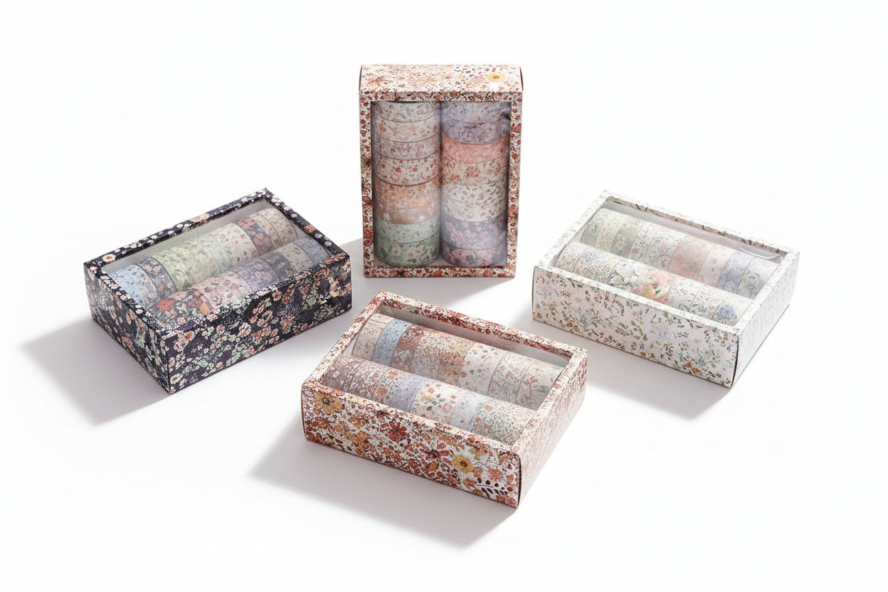 Caja de regalo decorativa con cinta adhesiva