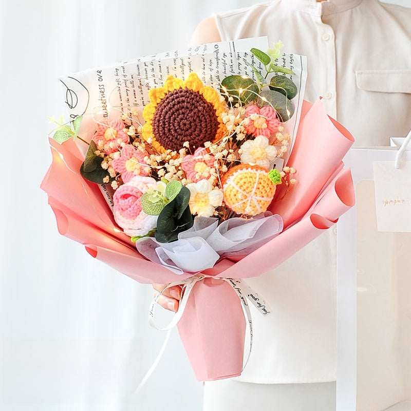 Ramos de flores tejidos a mano de lana