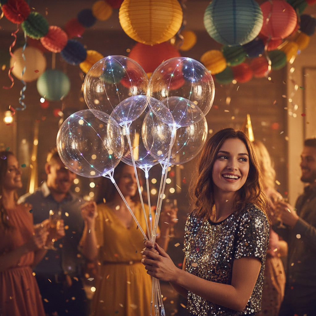 dirigió la cadena de globos de luces