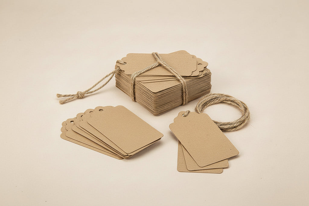 Etiquetas de regalo en blanco hechas a mano