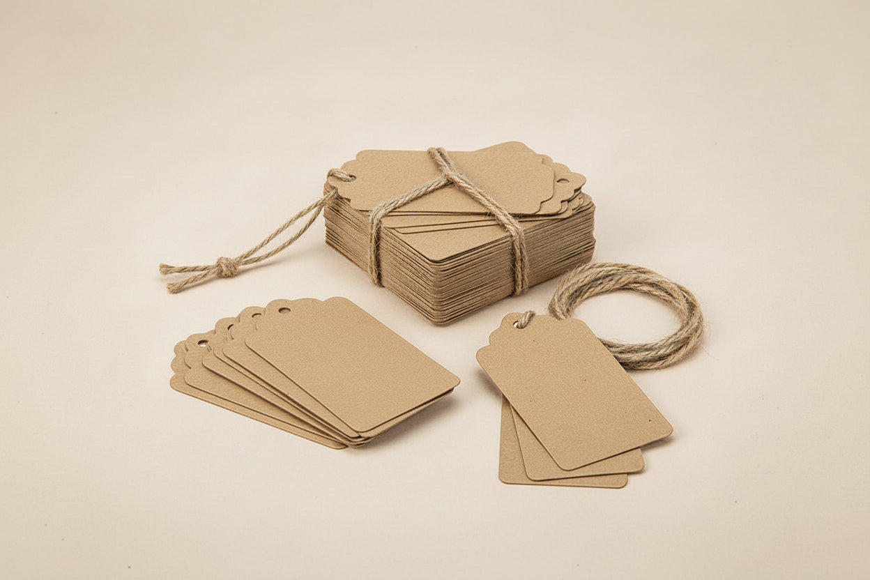 Etiquetas de regalo en blanco hechas a mano