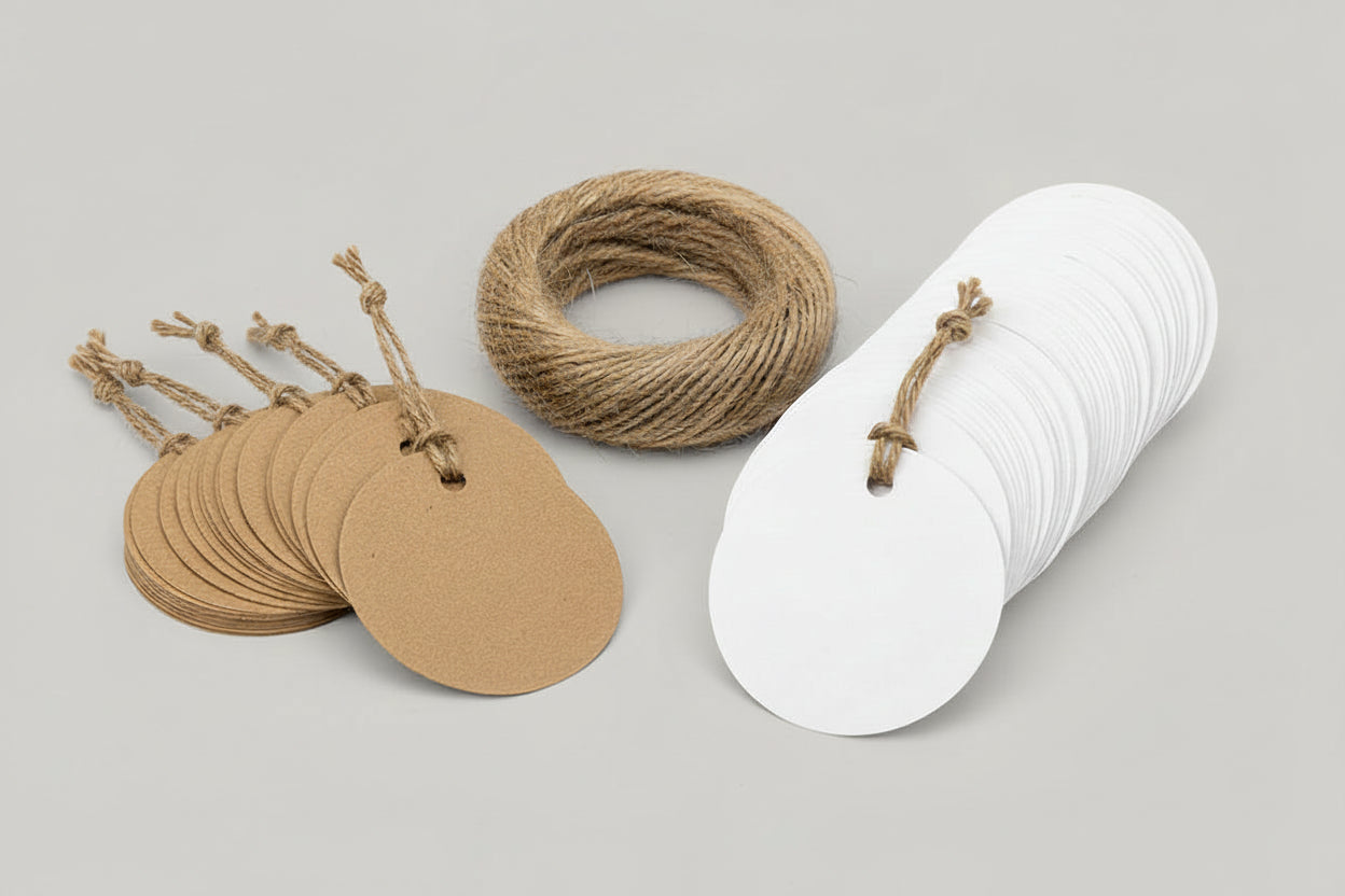 Etiquetas de regalo en blanco hechas a mano