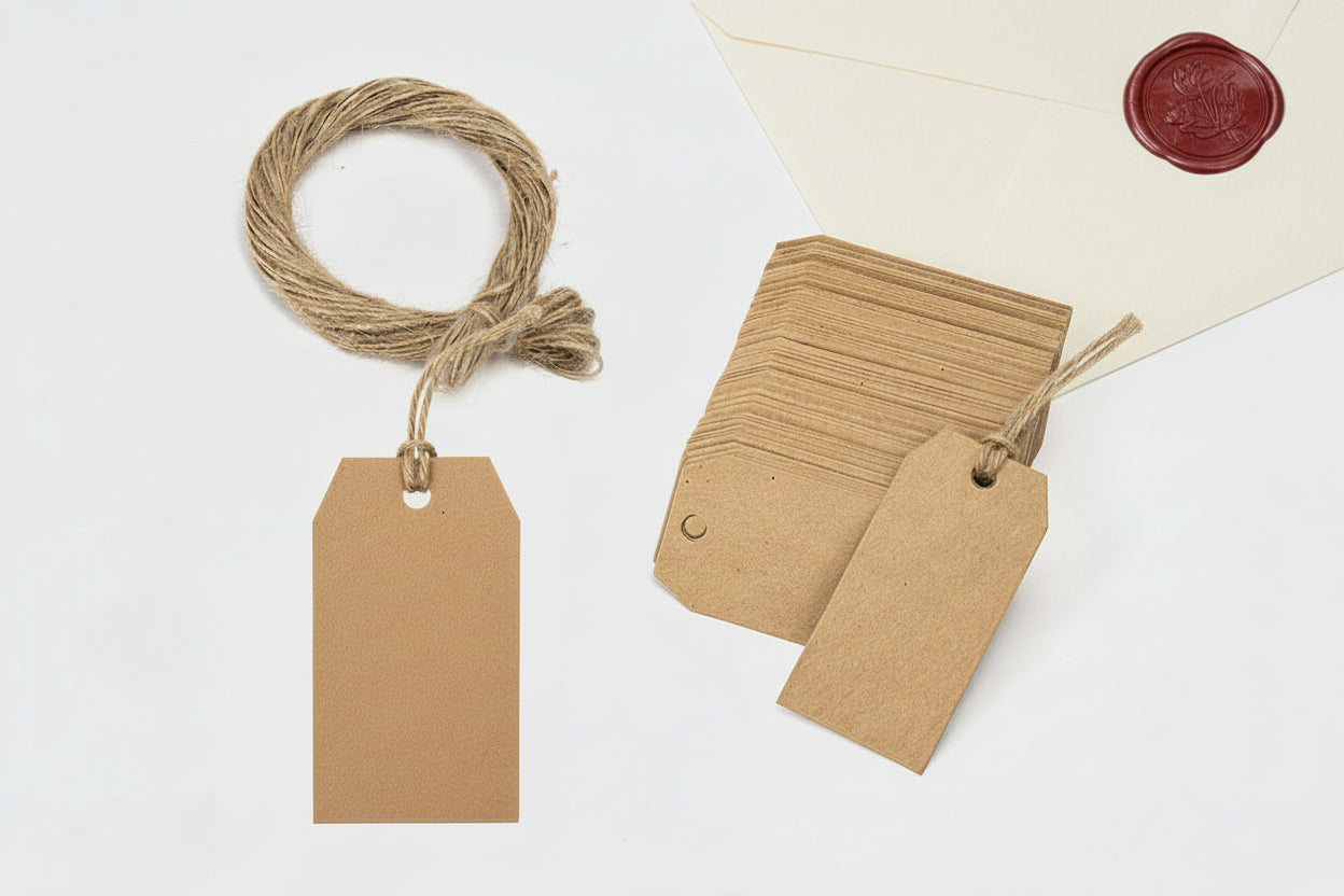 Etiquetas de regalo en blanco hechas a mano