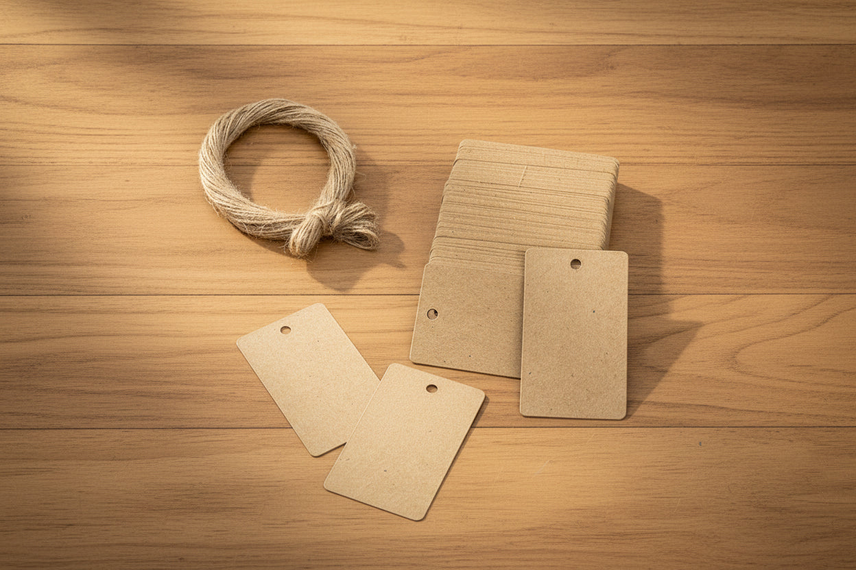 Etiquetas de regalo en blanco hechas a mano