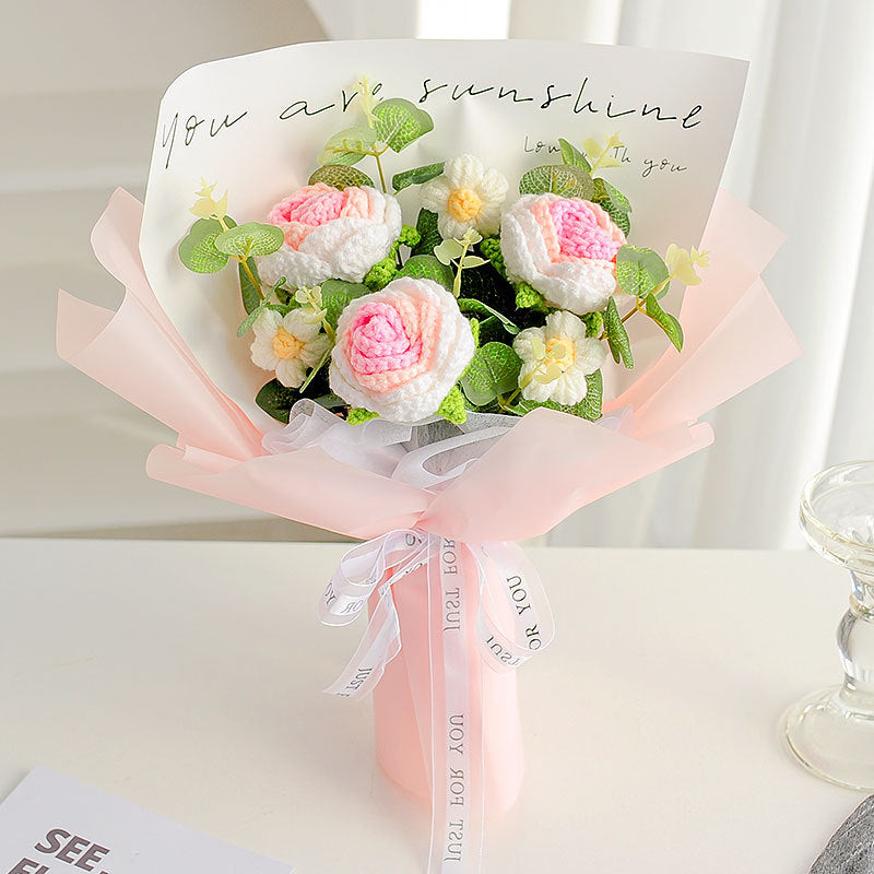 Ramos de flores tejidos a mano de lana