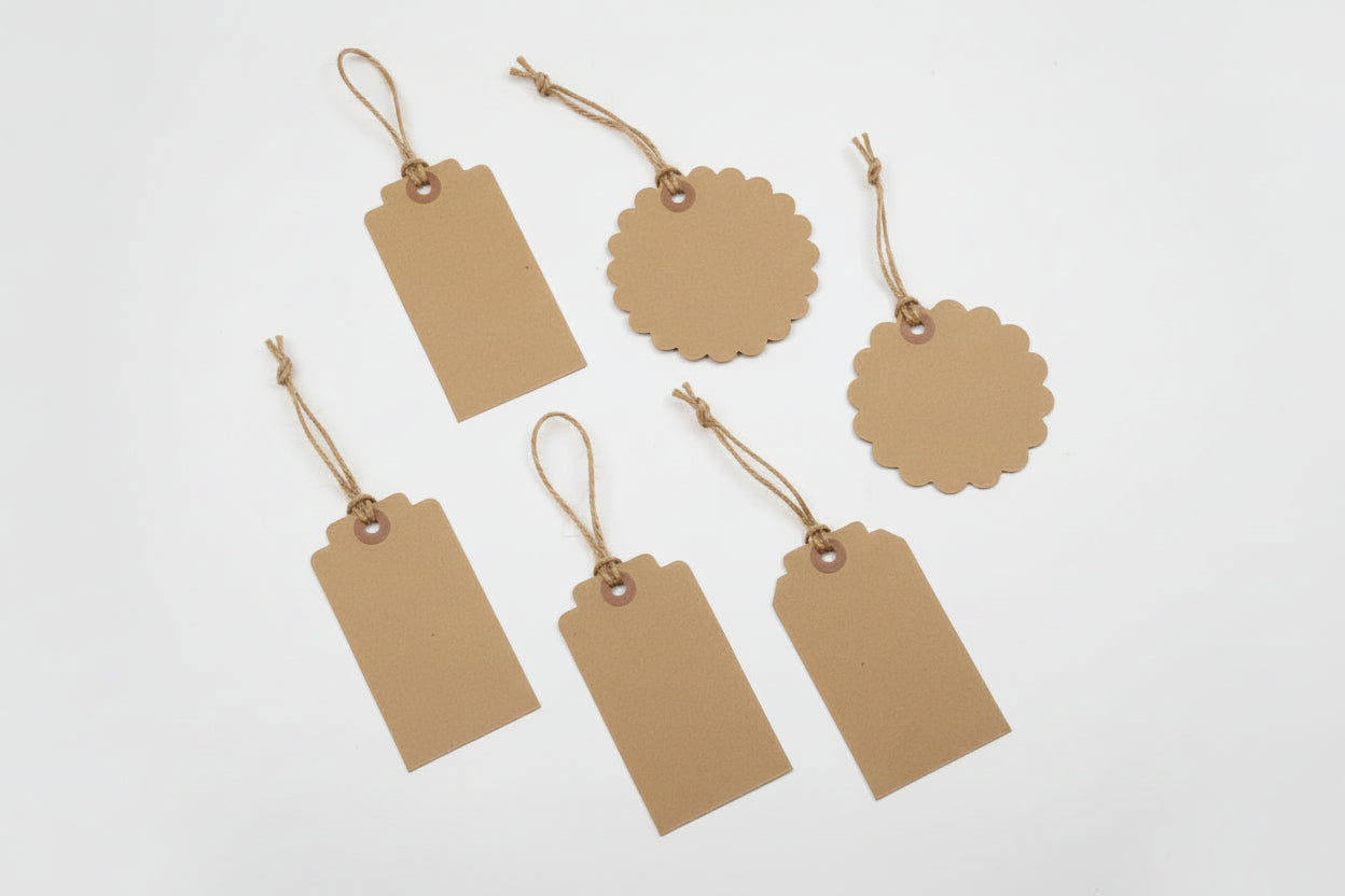 Etiquetas de regalo en blanco hechas a mano