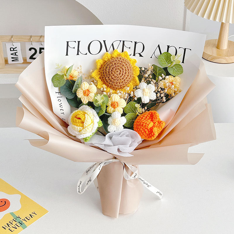 Ramos de flores tejidos a mano de lana