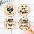 Set de posavasos de madera con frases