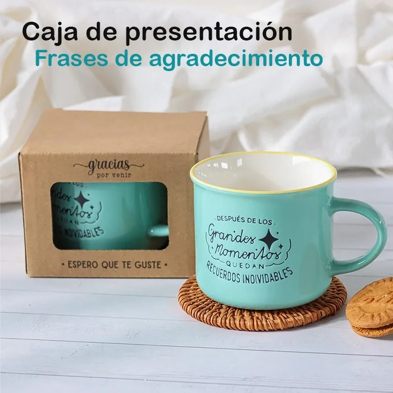 Set de tazas de cerámica con frases