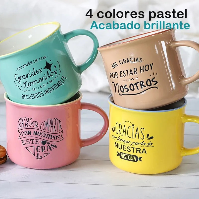 Set de tazas de cerámica con frases
