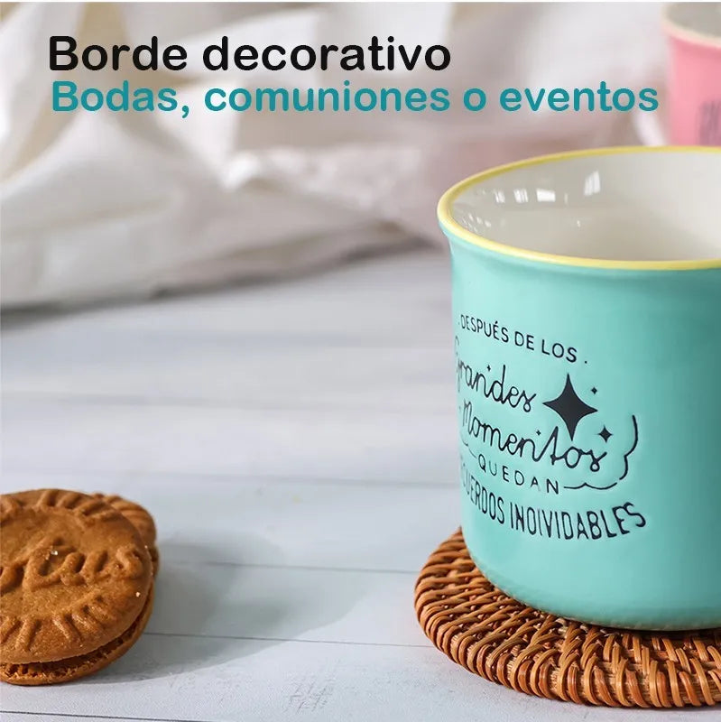 Set de tazas de cerámica con frases