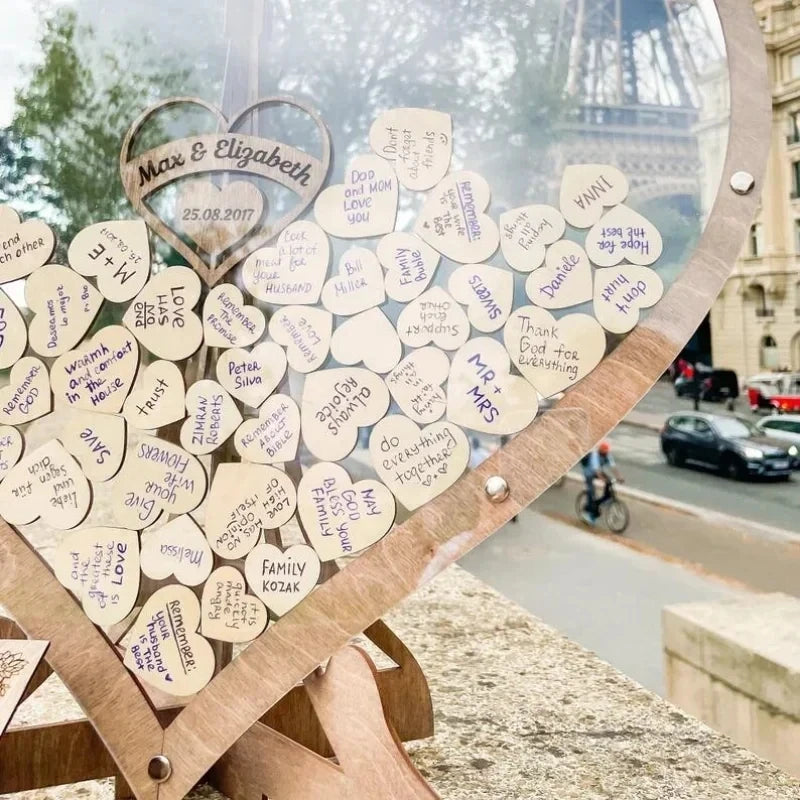 Wedding Guest Book Alternative Wedding Decor Drop Heart Guestbook Wooden Heart shape Guest Drop Box Table Decoration