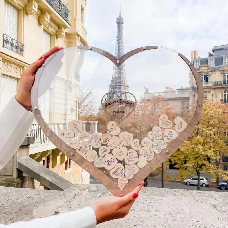 Wedding Guest Book Alternative Wedding Decor Drop Heart Guestbook Wooden Heart shape Guest Drop Box Table Decoration