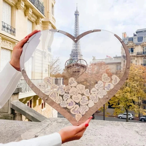 Wedding Guest Book Alternative Wedding Decor Drop Heart Guestbook Wooden Heart shape Guest Drop Box Table Decoration