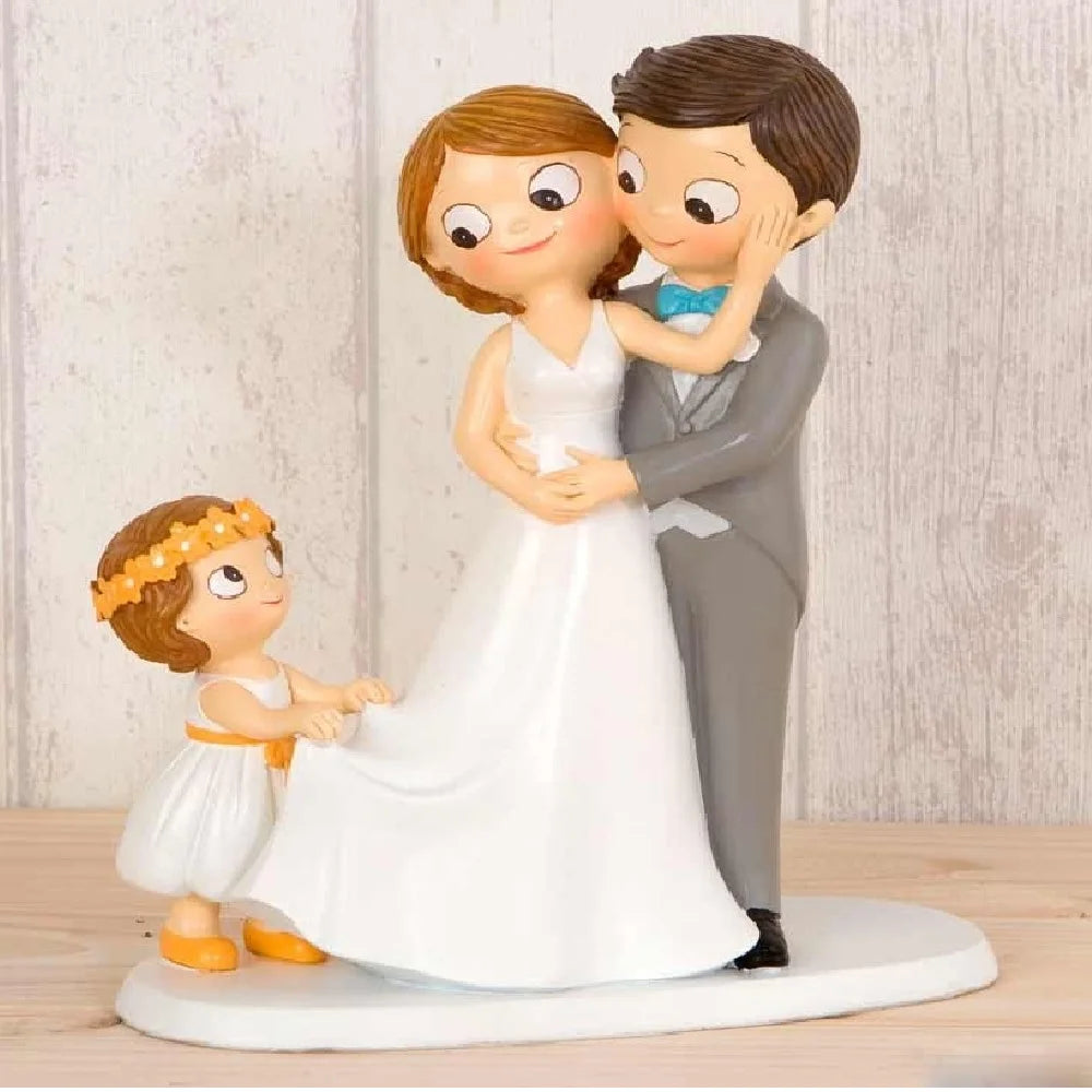 Figura para tarta de novios, con niño, niña o bebé