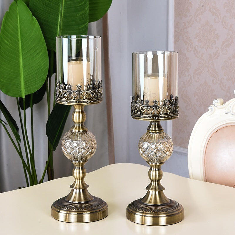 Candelabro europeo de encaje de hierro para bodas y decoración romántica