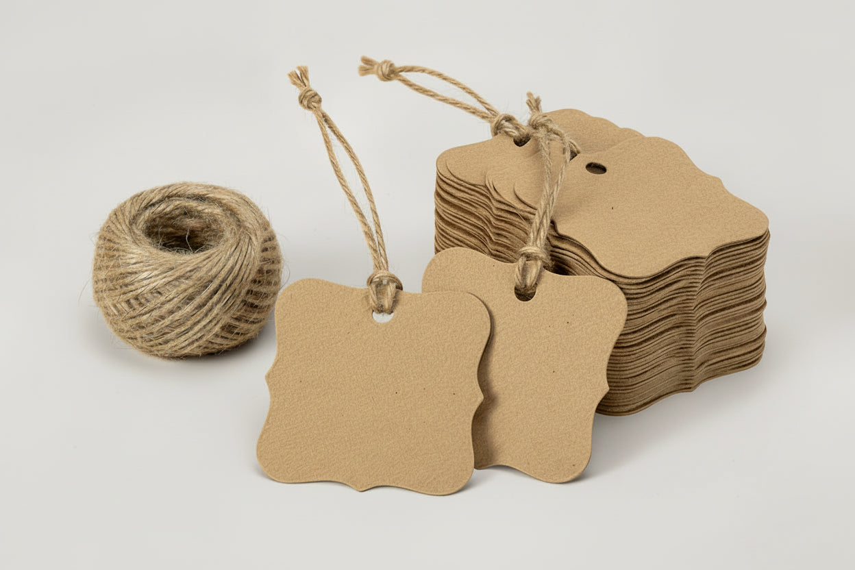 Etiquetas de regalo en blanco hechas a mano