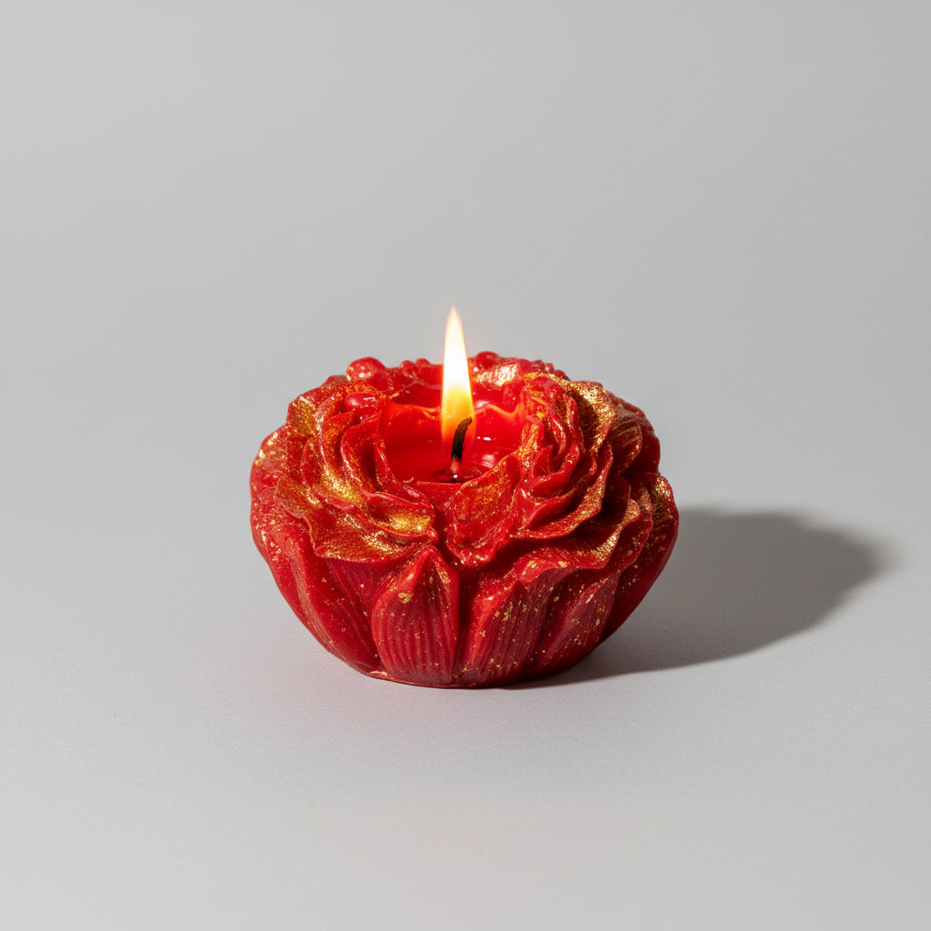 Velas de rosa y peonía de baja temperatura