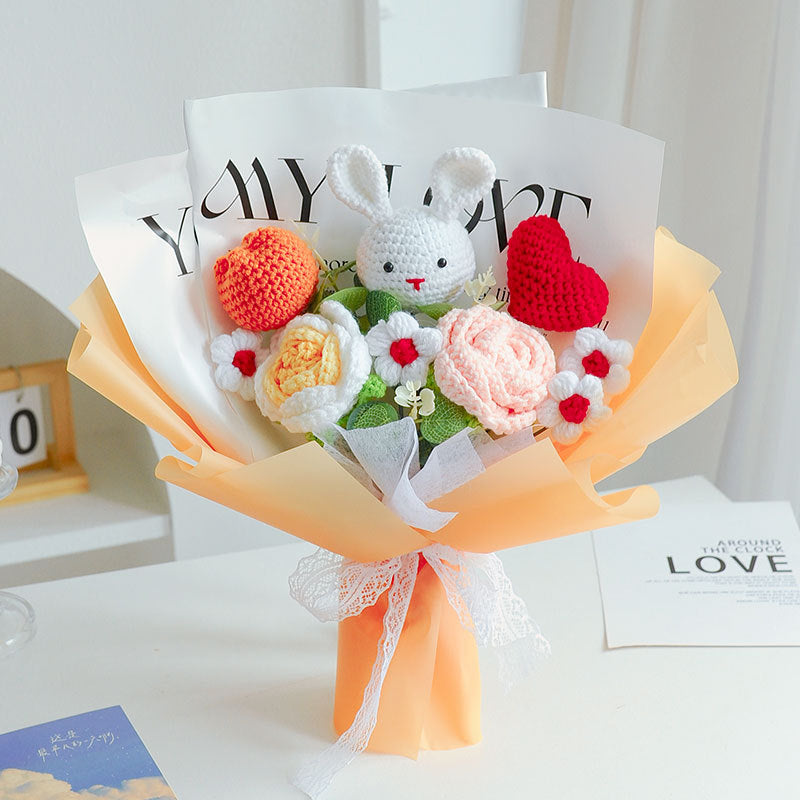 Ramos de flores tejidos a mano de lana