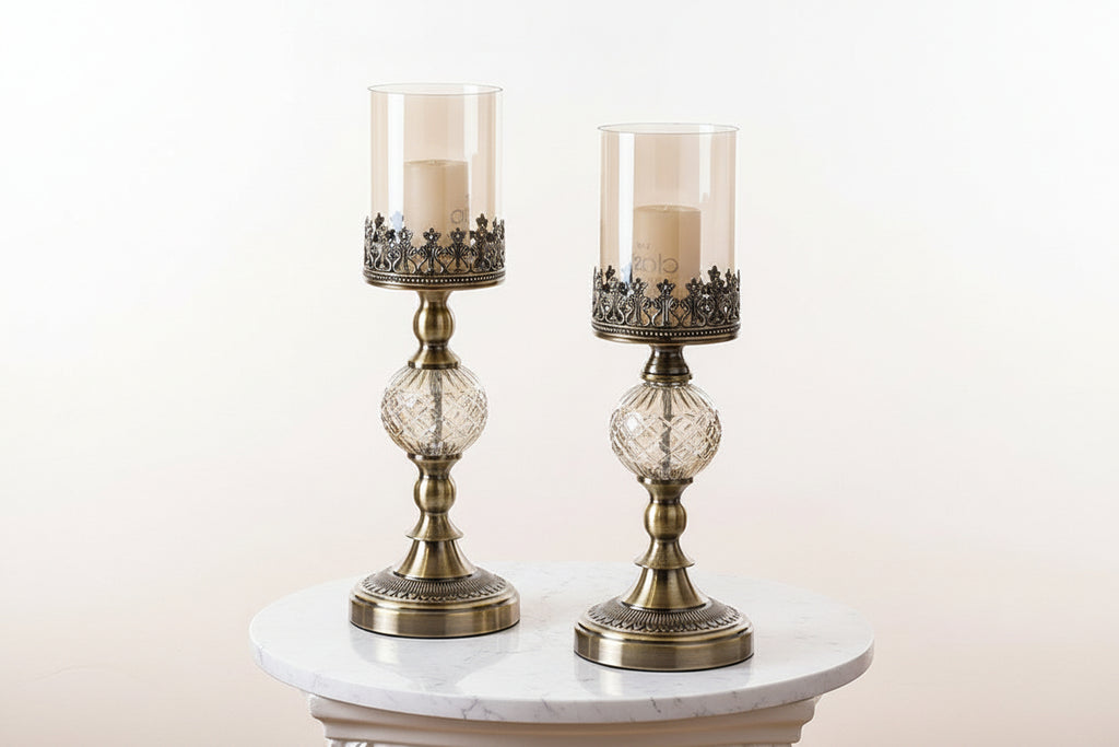 Candelabro europeo de encaje de hierro para bodas y decoración romántica
