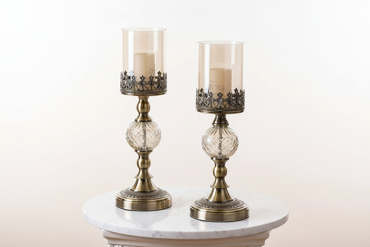 Candelabro europeo de encaje de hierro para bodas y decoración romántica