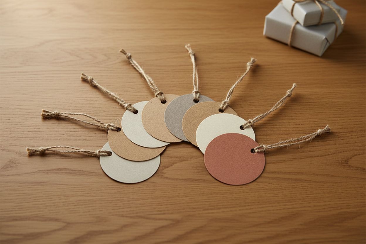 Etiquetas de regalo en blanco hechas a mano