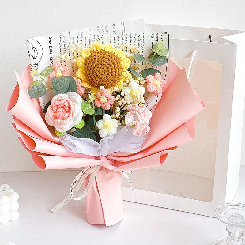 Ramos de flores tejidos a mano de lana