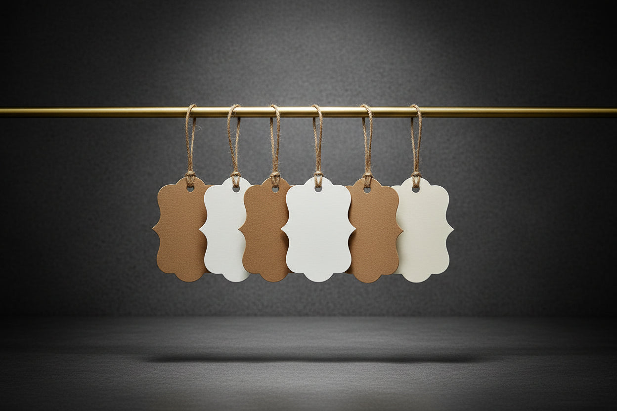 Etiquetas de regalo en blanco hechas a mano