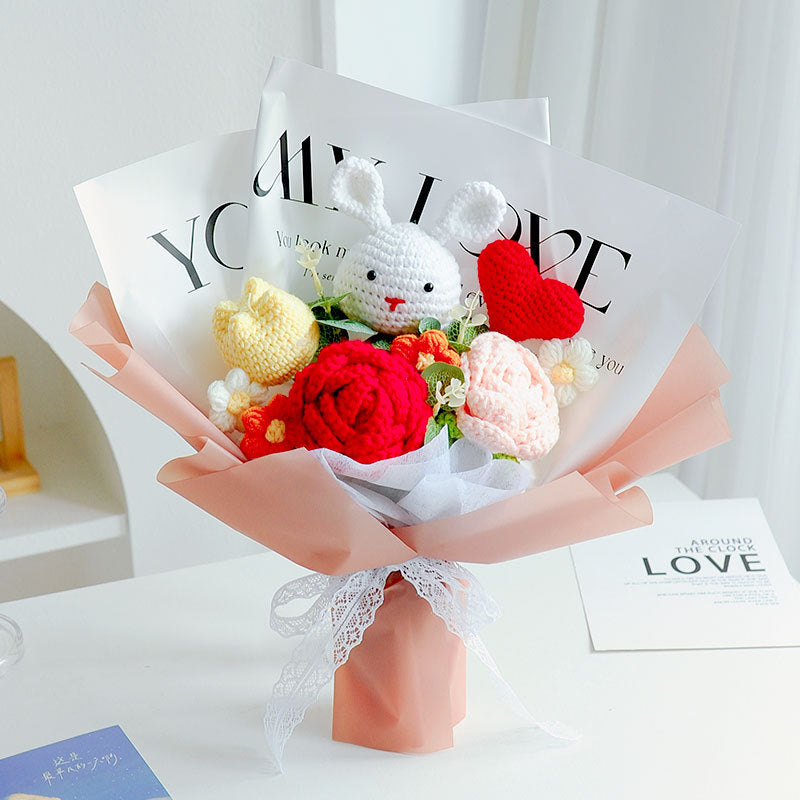 Ramos de flores tejidos a mano de lana