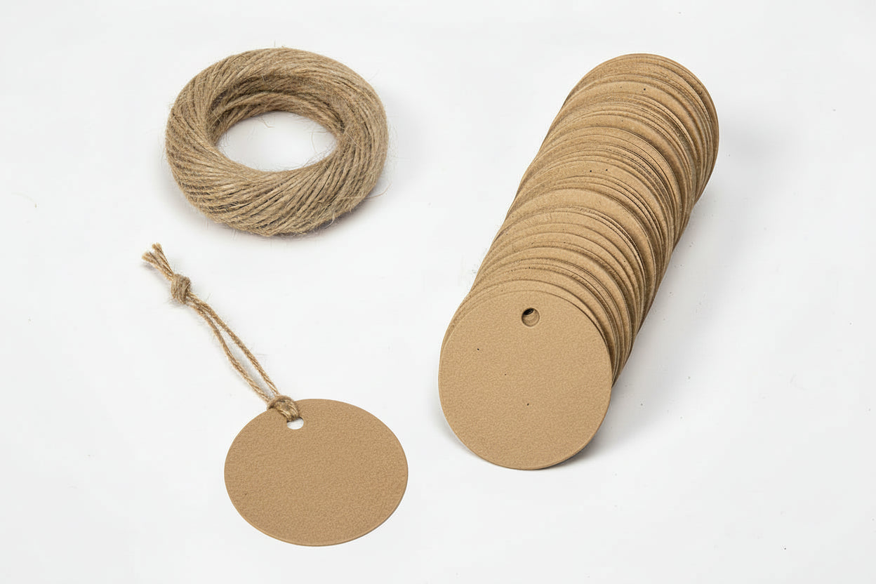 Etiquetas de regalo en blanco hechas a mano