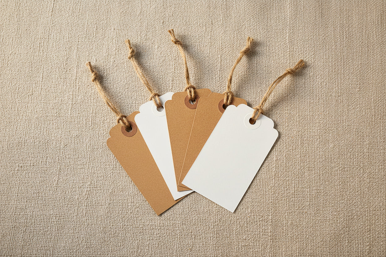 Etiquetas de regalo en blanco hechas a mano